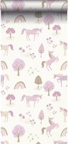 ESTAhome papier peint licornes lilas violet et beige - 139504 - 50 x 900 cm