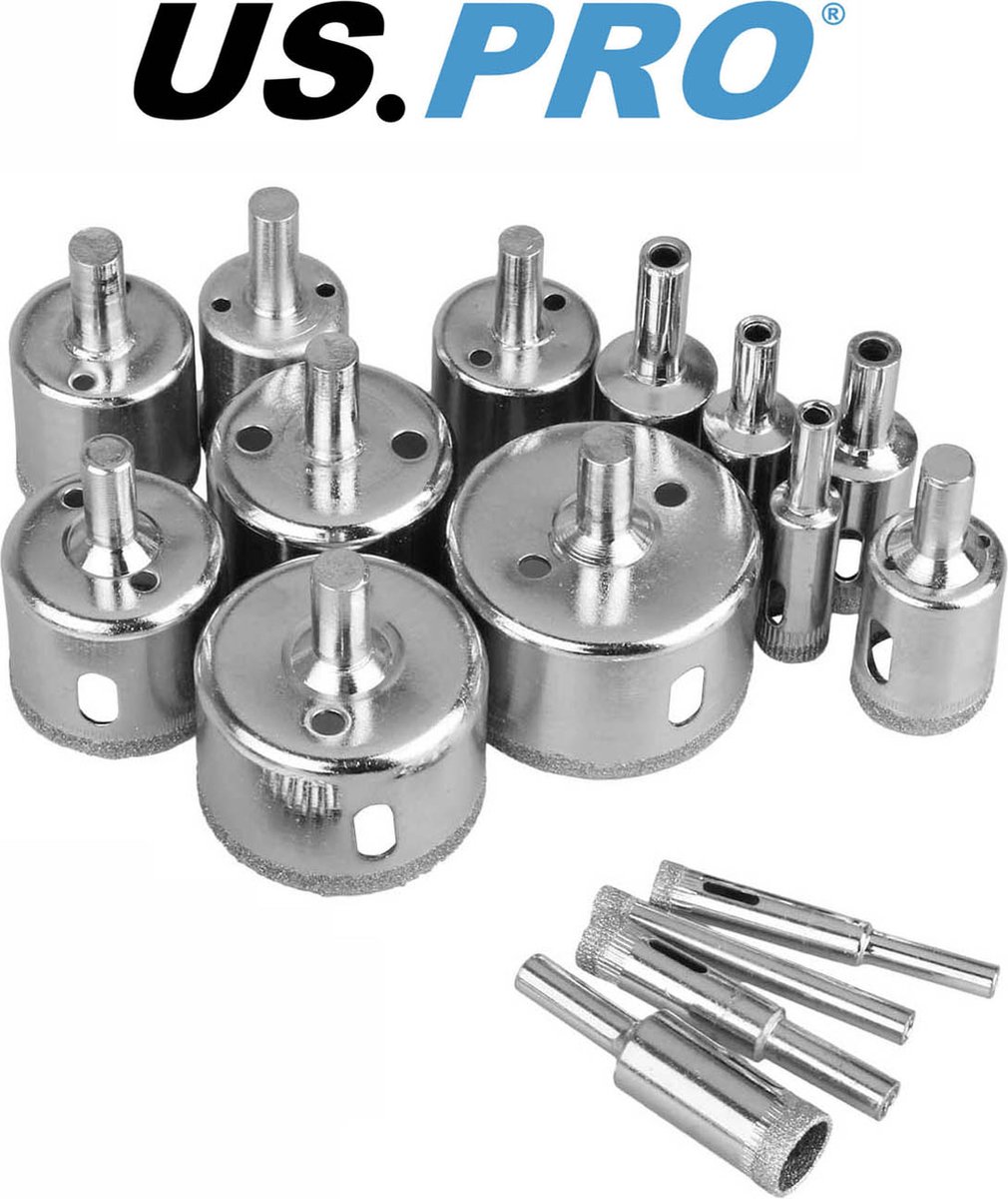US.PRO Tools by Bergen Tegelboren Diamant boren set geschikt voor het boren van keramiek glas en porselein 16-delig