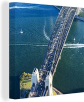 Canvas Schilderij Uitzicht over de Sydney Harbour Bridge in Australië - 90x90 cm - Wanddecoratie