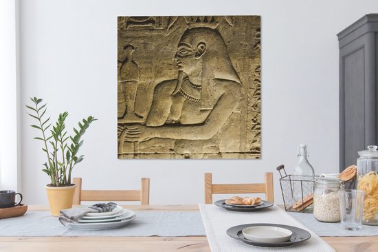 Canvas schilderij 90x90 cm - Wanddecoratie Kunstwerk van de Tempel van Horus - Muurdecoratie woonkamer - Slaapkamer decoratie - Kamer accessoires - Schilderijen op canvas