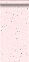 ESTAhome behang stippen roze en warm grijs - 139051 - 0,53 x 10,05 m