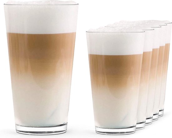 SAHM Latte Macchiato glazen set (6 stuks) - 0,30 l drinkglazen set - ook ideaal als set waterglazen - klassieke koffie latte glazen