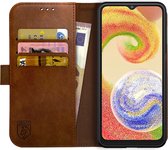 Rosso Element Book Case Wallet Hoesje Geschikt voor Samsung Galaxy A04 | Portemonnee | 3 Pasjes | Magneetsluiting | Stand Functie | Bruin