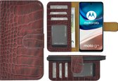 MoDo hoesje voor Motorola Moto G42 - Leer Book Case - Croco Bordeauxrood