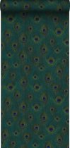 Papier peint Origin plumes de paon vert de mer - 347764 - 0,53 x 10,05 m