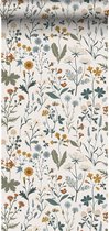 ESTAhome papier peint fleurs sauvages multicolore sur blanc - 139391 - 50 x 900 cm