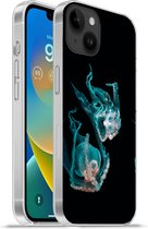 Apple iPhone 14 Plus - Coque souple - Méduse - Animaux aquatiques - Zwart - Coque de téléphone en Siliconen