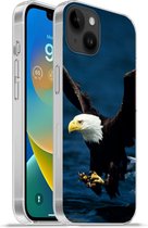 Geschikt voorApple Iphone 14 Plus - Soft case hoesje - Arend - Close up - Water - Siliconen Telefoonhoesje