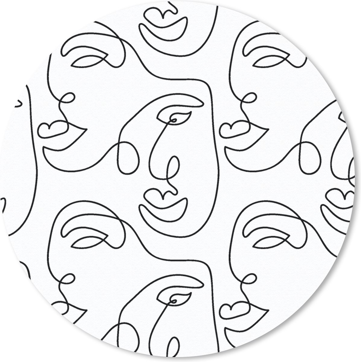 Muismat rond 50x50 cm - Mousepad Line Art - Patronen - Zwart Wit - Ronde muismatten