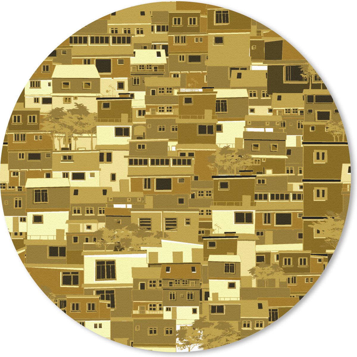Muismat rond 20x20 cm - Mousepad Afrika - Patronen - Huis - Ronde muismatten