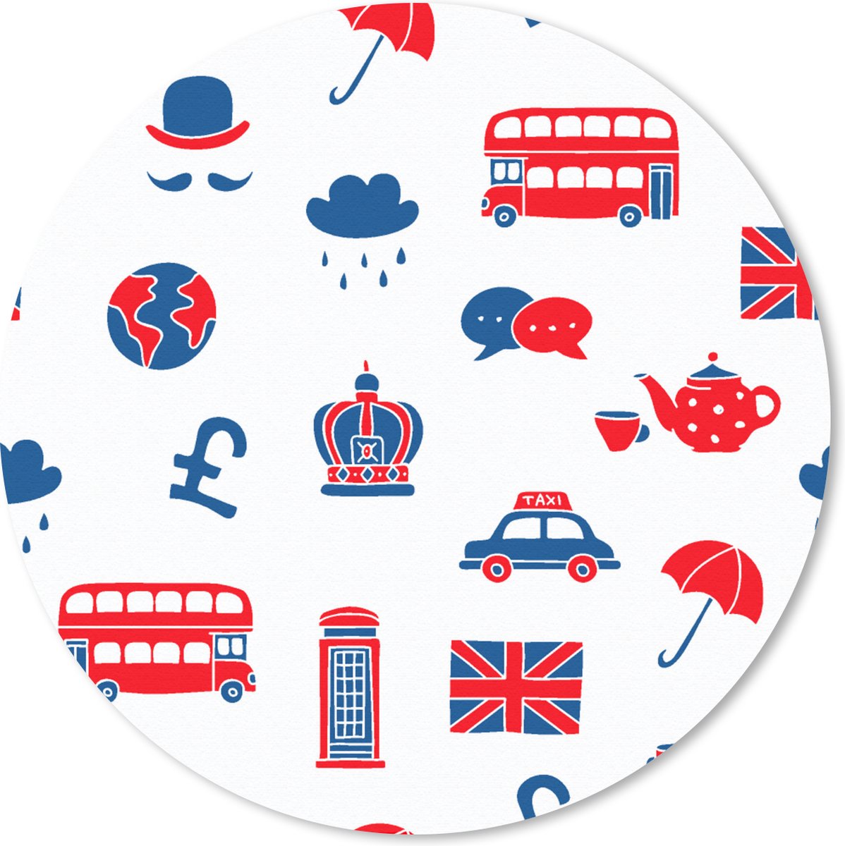 Muismat rond 50x50 cm - Mousepad Engeland - Patronen - Londen - Ronde muismatten