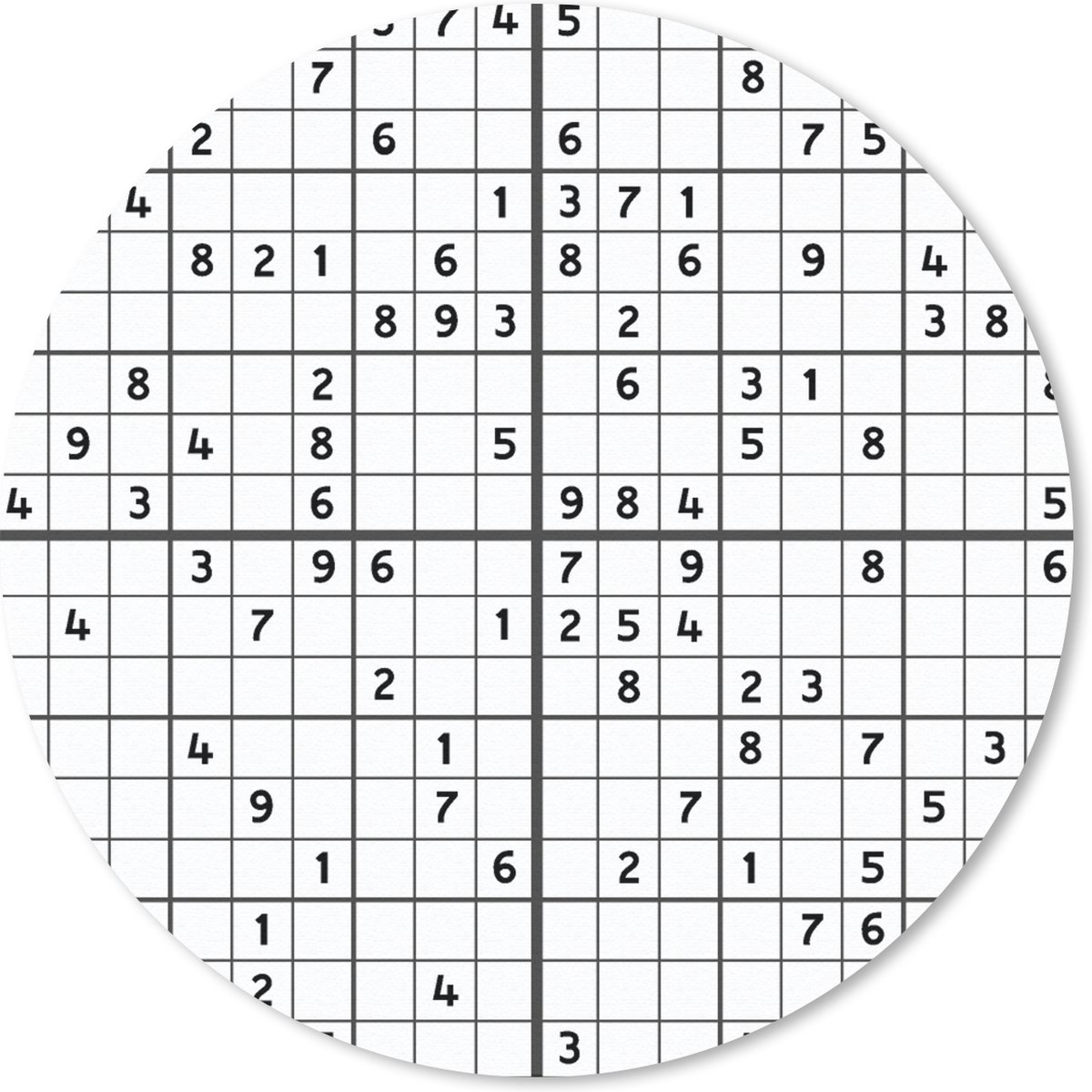 Muismat rond 20x20 cm - Mousepad Sudoku - Puzzel - Patroon - Ronde muismatten