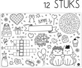 Papieren placemat / kleurplaat - Trouwerij / bruiloft / feest (12 stuks)
