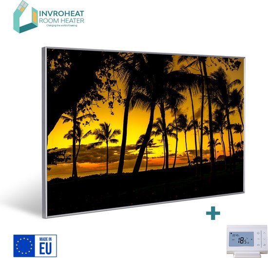 Infrarood paneel 63x108 cm – 700 Watt – energiezuinig verwarmingspaneel met LED verlichting & WiFi – plafondmontage | VH-HH