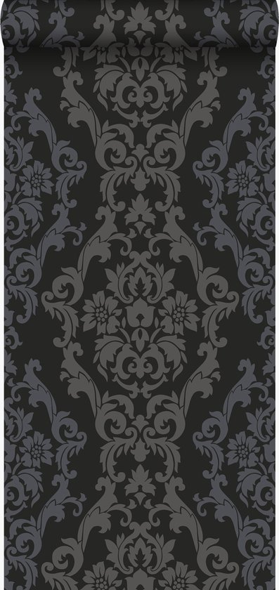 Origin Wallcoverings behang ornamenten zwart en glanzend brons - 346208 - 53 cm x 10,05 m