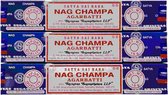 Wierook Satya Nag Champa - Agarbatti Klassiek Staafjes - Pure Zoete Aroma - 3 stuks