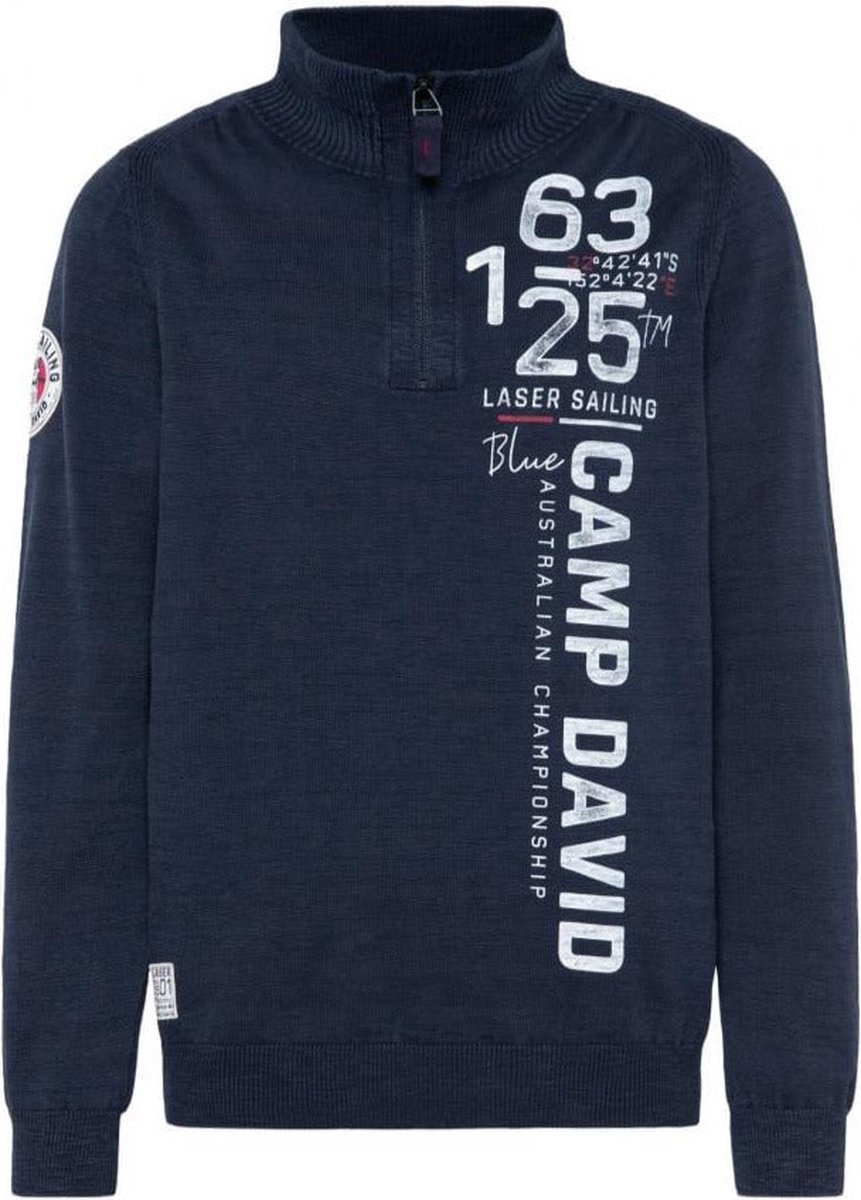 Troyer-trui met Camp David-logoprint, donkerblauw