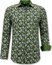 Heren Overhemd Bladeren Print - 3115 - Groen