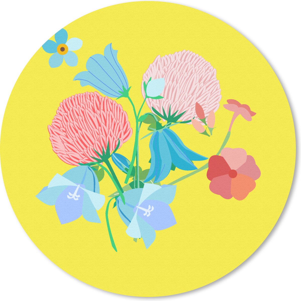 Muismat rond 40x40 cm - Mousepad Bloemen - Boeket - Lente - Patronen - Ronde muismatten