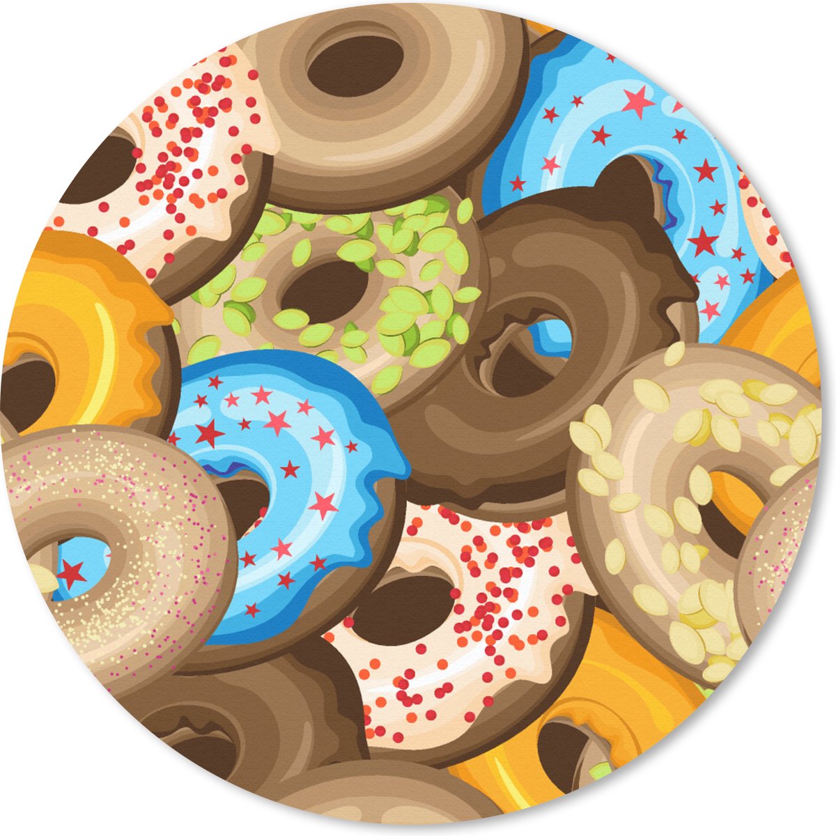 Muismat rond 50x50 cm - Mousepad Donuts - Patronen - Sterren - Ronde muismatten