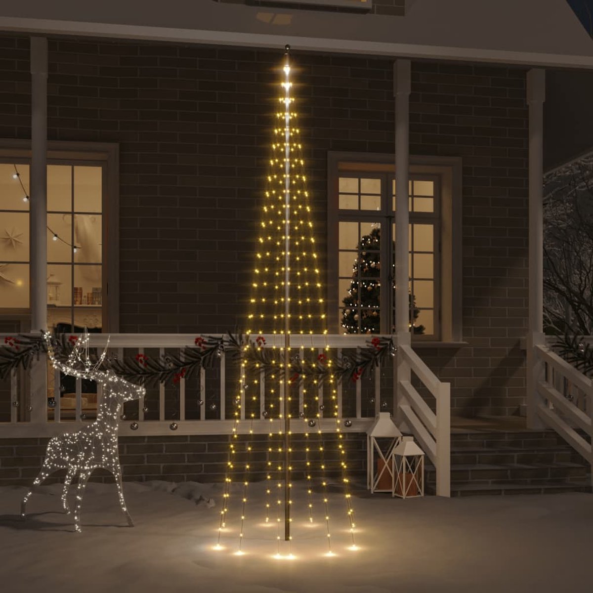 Prolenta Premium - Vlaggenmast kerstboom 310 LED's warmwit 300 cm