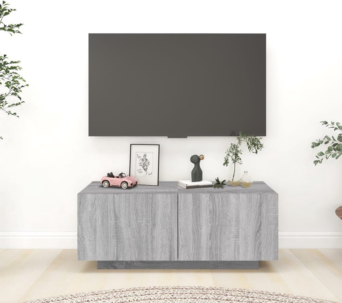 Prolenta Premium - Tv-meubel 100x35x40 cm bewerkt hout grijs sonoma eikenkleurig - ForYou