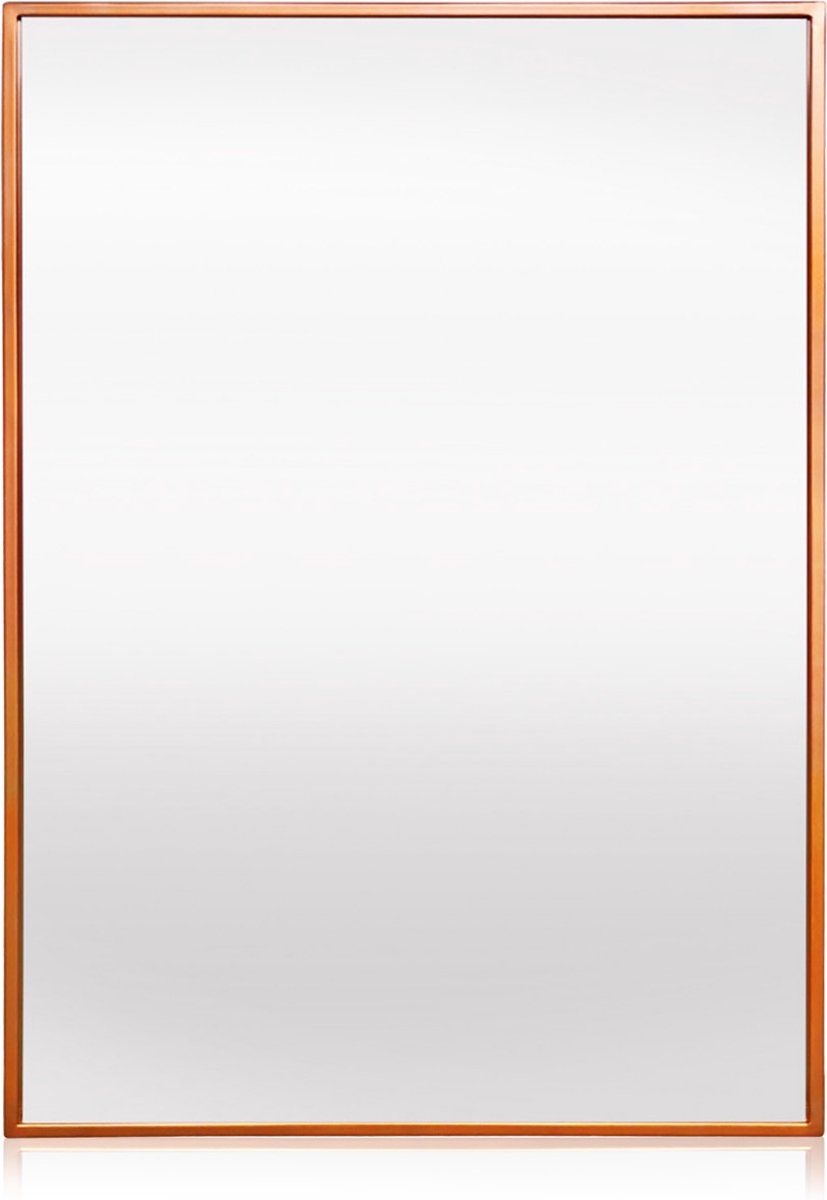 Elegance by Casa Chic Wandspiegel van Metaal, 50 x 70 cm, Gegalvaniseerd Metaal, Ideaal voor Badkamer en Woonkamer, Roségoud