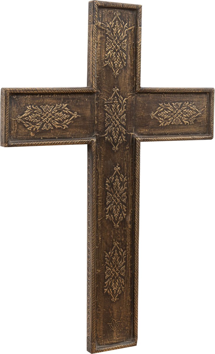 Croix En Bois Sculptée Cœurs Entrelacés - Décoration Murale Jésus-Christ, Idéale Pour Mariage Et Anniversaire