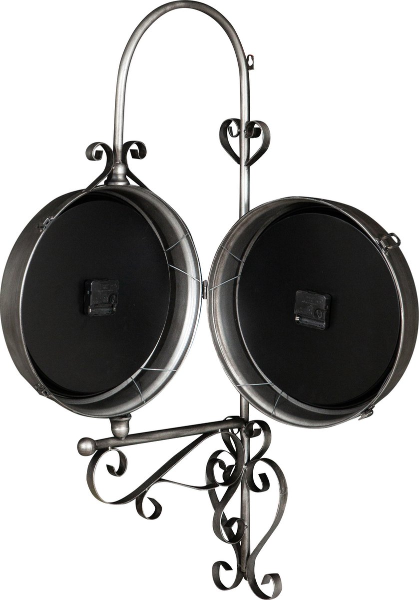 thumbnail: SHZICMY Dubbelzijdige Wandklok Victoriaans Design - Zwarte Retro Klok Voor Binnen En Buiten, 30x37 Cm