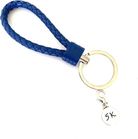 Sleutelhanger - Donker Blauw - Hardlopen - 5 kilometer - Running - Sport - Hanger - Leer - Kleur - Sportsieraad - Sieraad - Sportsieraden - Sieraden - Team - Teamkado