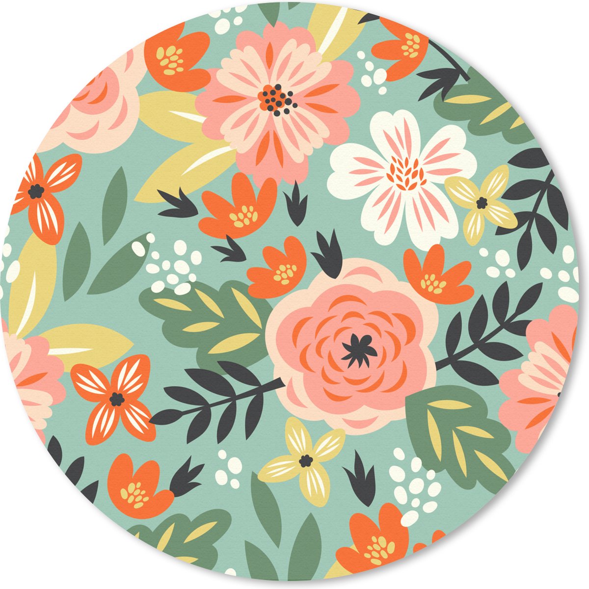Muismat rond 30x30 cm - Mousepad Bloemen - Illustratie - Patroon - Ronde muismatten