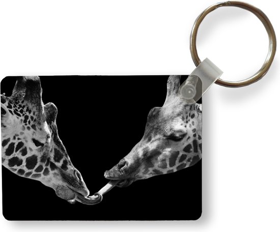 Sleutelhanger - Dieren - Zwart - giraffe - Wit - Portret - Uitdeelcadeautjes - Plastic