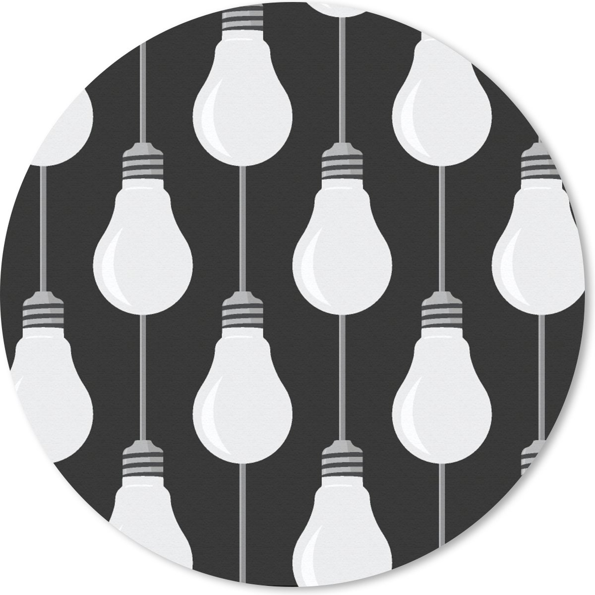 Muismat rond 40x40 cm - Mousepad Gloeilampen - Licht - Patronen - Ronde muismatten