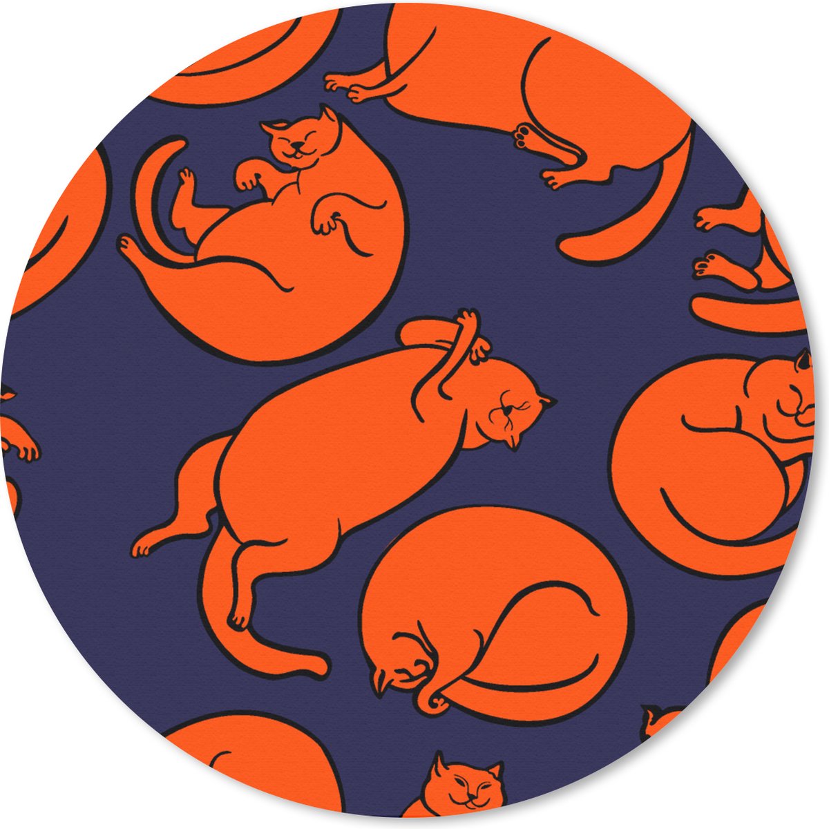 Muismat rond 50x50 cm - Mousepad Slapen - Kat - Patronen - Ronde muismatten