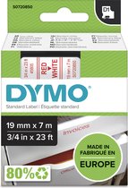DYMO originele D1 labels | Rode Tekst op Wit Label | 19 mm x 7 m | zelfklevende etiketten voor de LabelManager labelprinter | gemaakt in Europa