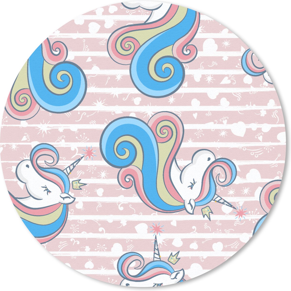 Muismat rond 30x30 cm - Mousepad Unicorn - Patronen - Roze - Ronde muismatten