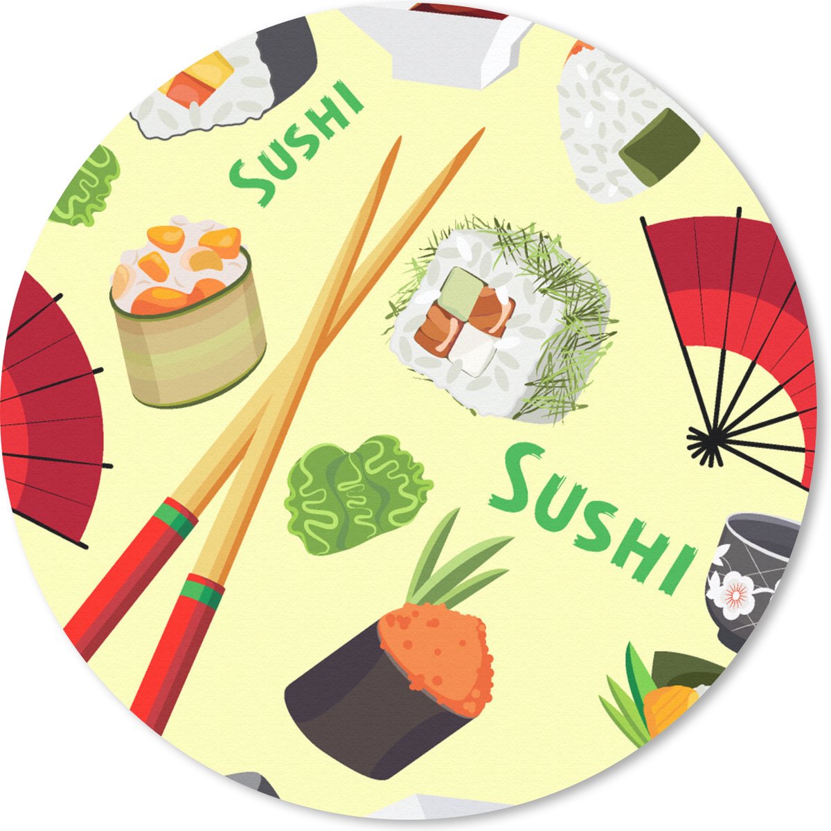 Muismat rond 30x30 cm - Mousepad Sushi - Japan - Patronen - Ronde muismatten