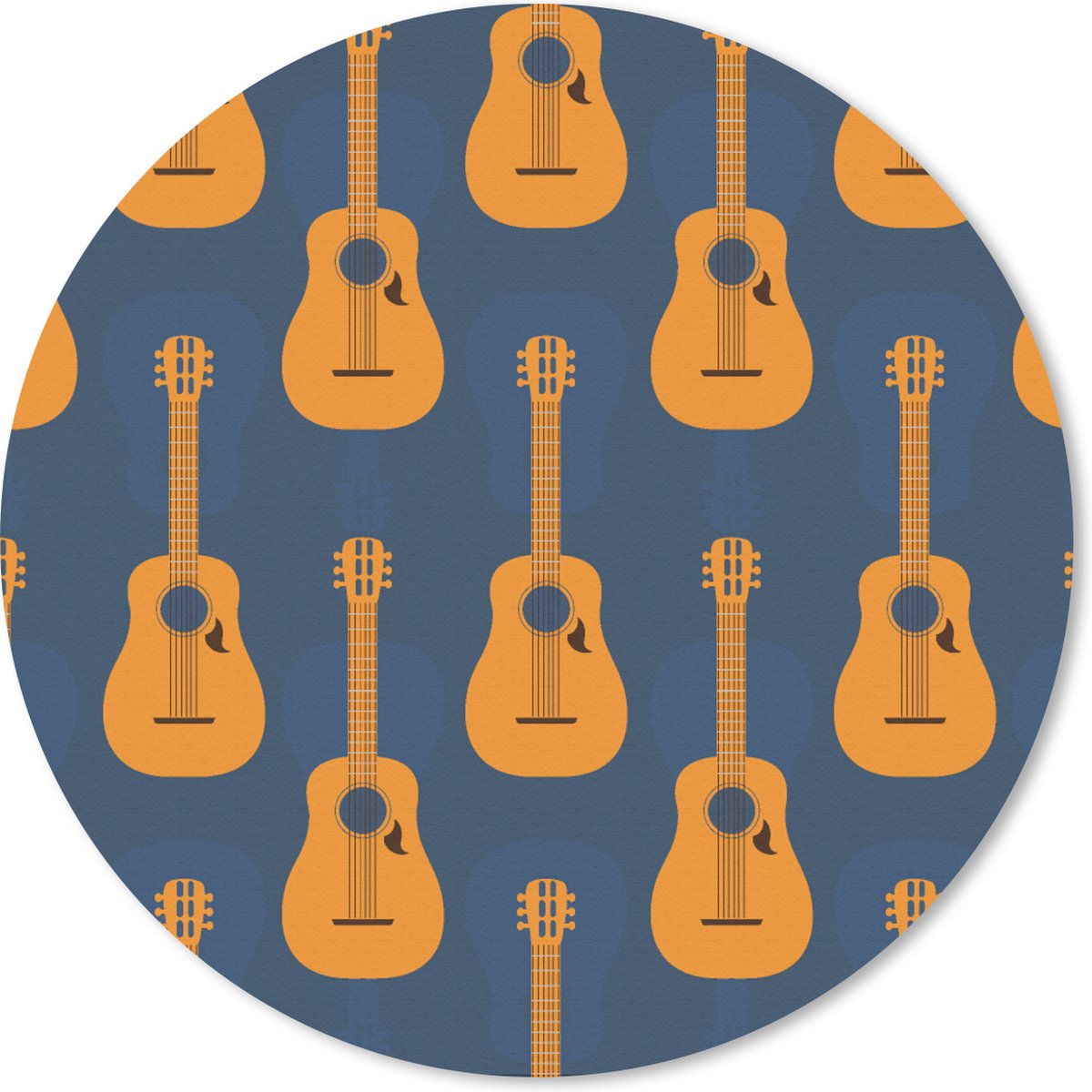 Muismat rond 40x40 cm - Mousepad Gitaar - Patronen - Muziek - Ronde muismatten