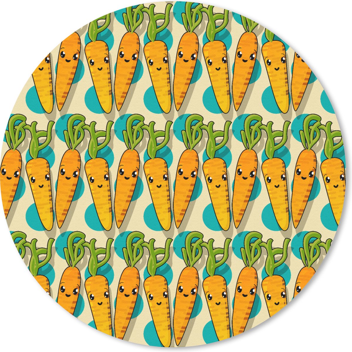 Muismat rond 20x20 cm - Mousepad Patroon - Eten - Wortel - Ronde muismatten
