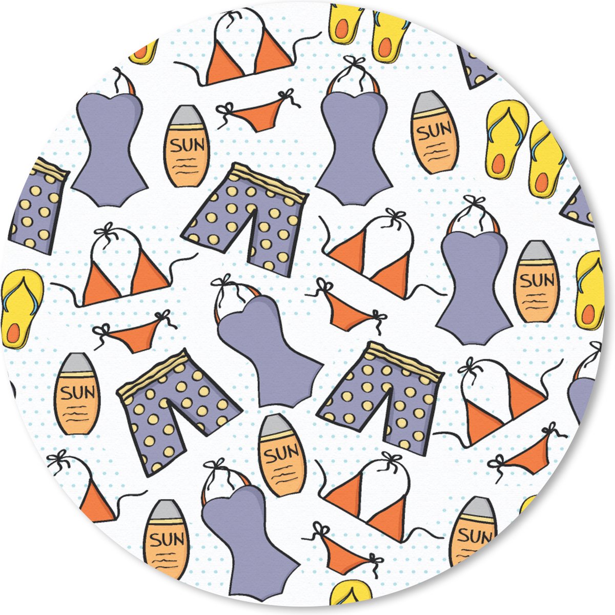 Muismat rond 30x30 cm - Mousepad Badkleding - Patronen - Zomer - Ronde muismatten