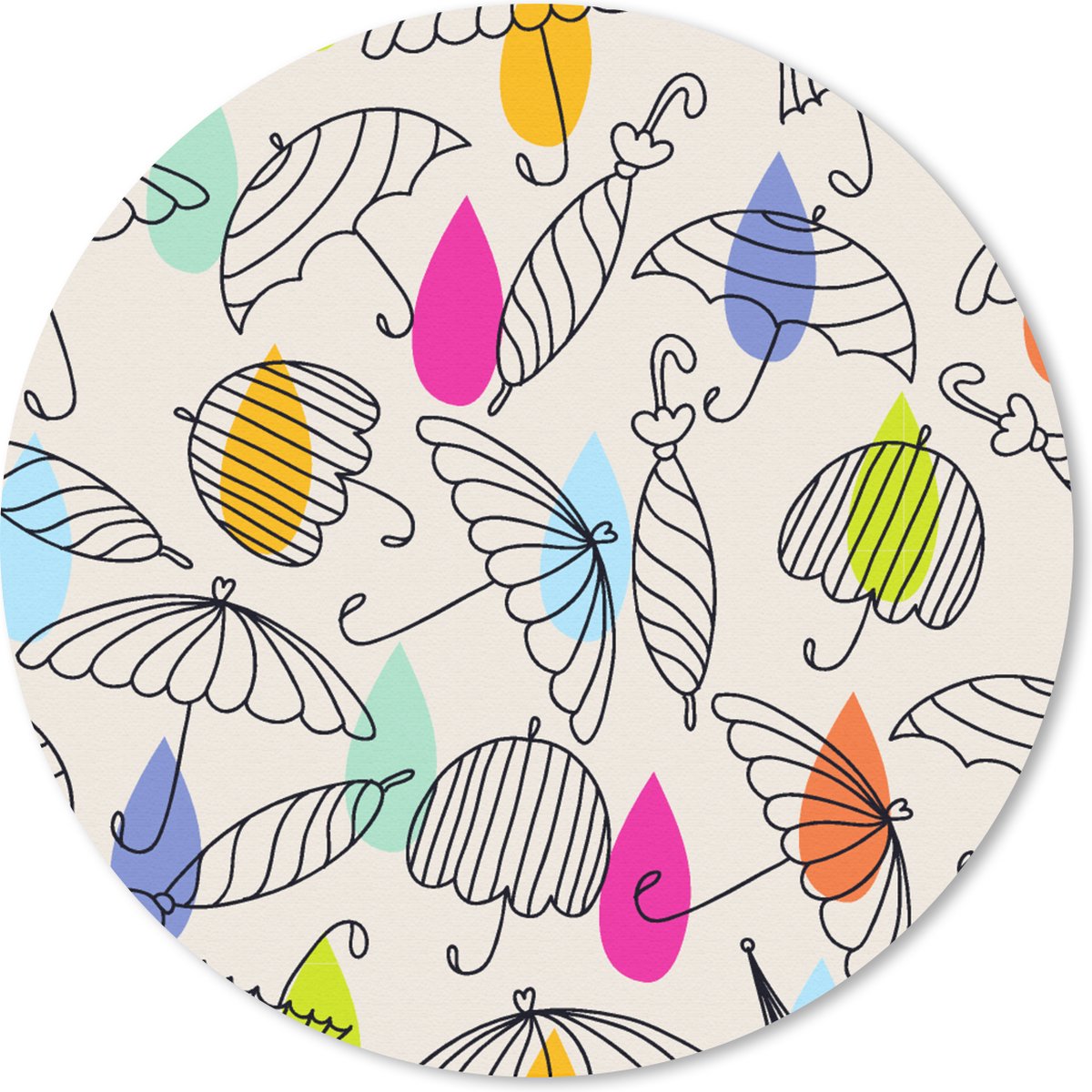 Muismat rond 20x20 cm - Mousepad Pastel - Paraplu - Patronen - Ronde muismatten