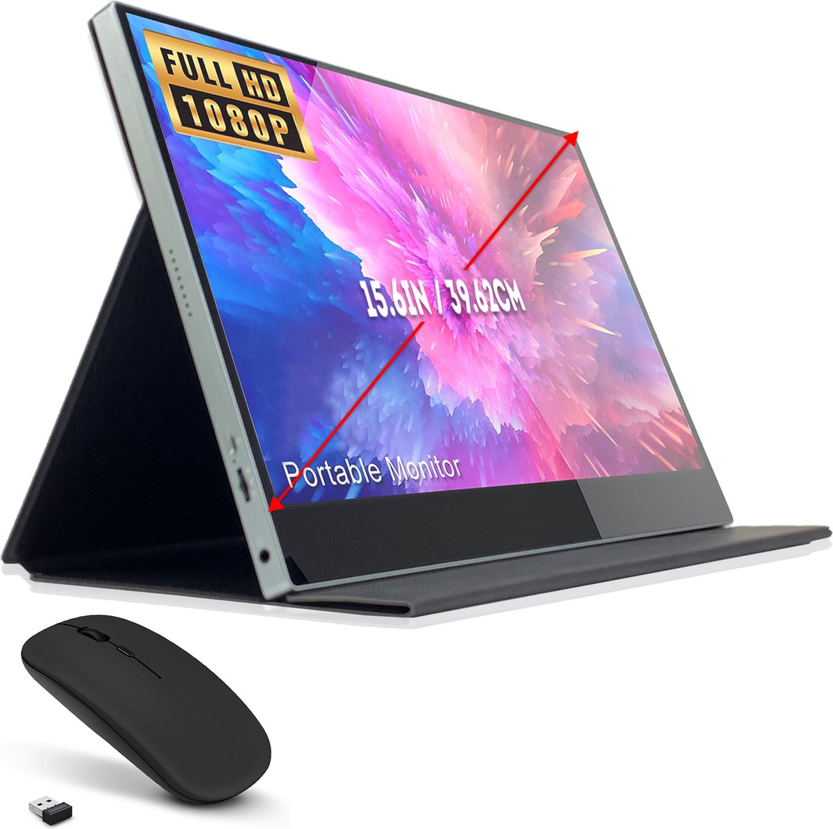 Portable Monitor - Draagbare monitor voor Laptop - met Draadloze Muis - 15.6Inch - USB-C|FULL HD|HDMI