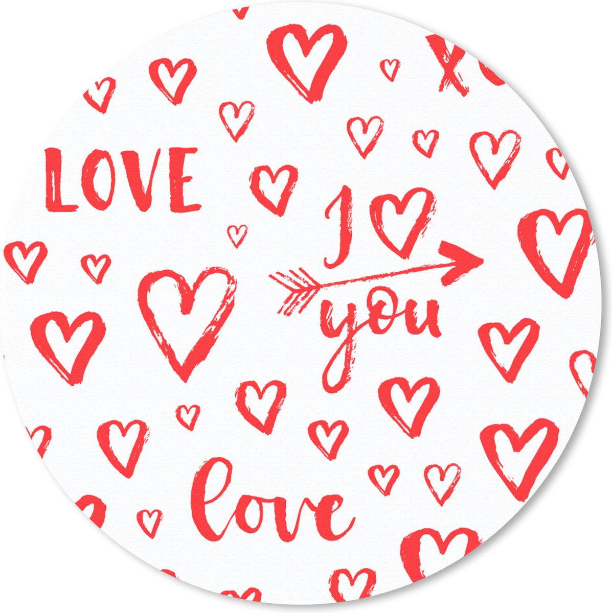 Muismat rond 40x40 cm - Mousepad Love - Liefde - Liefdes cadeau - Ronde muismatten