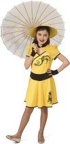 Funny Fashion - Aziatisch & Indisch Kostuum - Zonnige Chinese Dame Guangdong - Meisje - Geel - Maat 140 - Carnavalskleding - Verkleedkleding