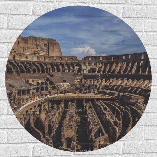 WallClassics - Muursticker Cirkel - Binnenkant van Colloseum in Rome - 80x80 cm Foto op Muursticker