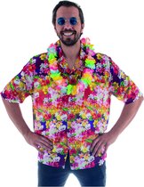 Funny Fashion - Hawaii & Carribean & Tropisch Kostuum - Gek Op Bloemen Hawaii Shirt Man - Multicolor - Maat 52-54 - Carnavalskleding - Verkleedkleding