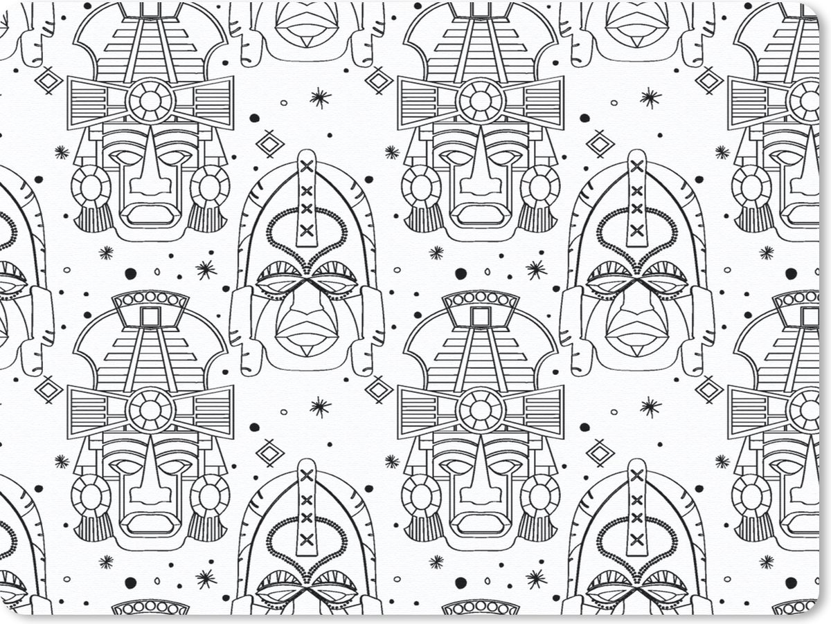 Muismat 23x19 cm - Mousepad Inca - Rituelen - Maskers - Patroon - Muismatten