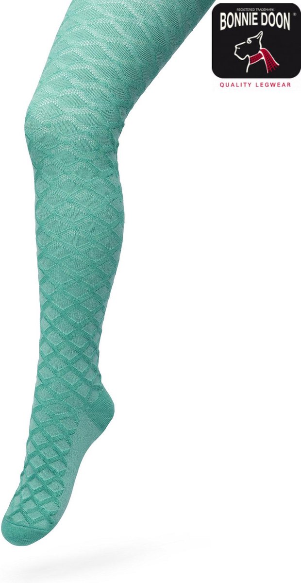 Bonnie Doon Bio Kabel Maillot Meisjes Fel Groen maat 140/158 M - Ingebreid Kabel patroon - Biologisch Katoen - Uitstekend draagcomfort - Cable Tights - OEKO-TEX - Gladde Naden - Klassiek - Malachite Green - BP213902.277