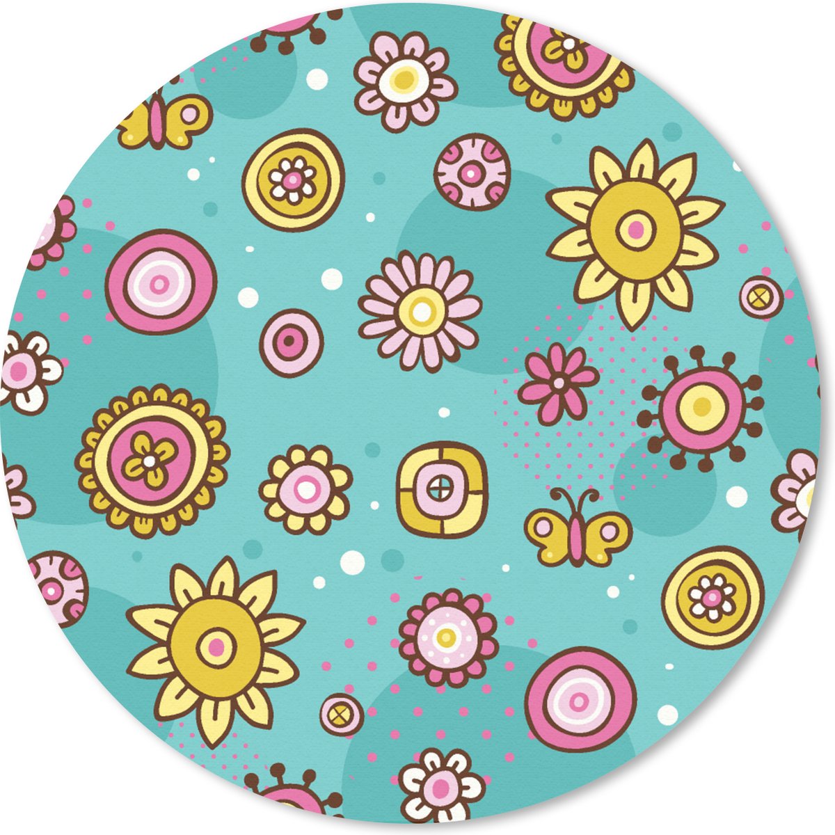 Muismat rond 30x30 cm - Mousepad Bloemen - Vlinders - Patronen - Ronde muismatten