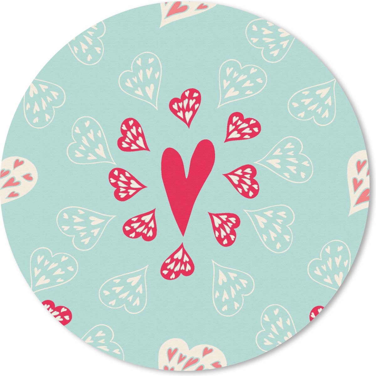 Muismat rond 20x20 cm - Mousepad Hartjes - Patronen - Pastel - Ronde muismatten